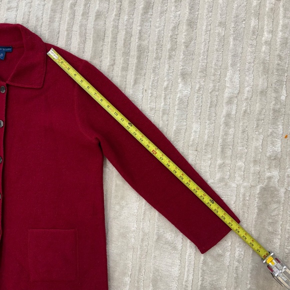 Karen Scott Red Wool Cardigan Sweater Size Large - Picture 4 of 6